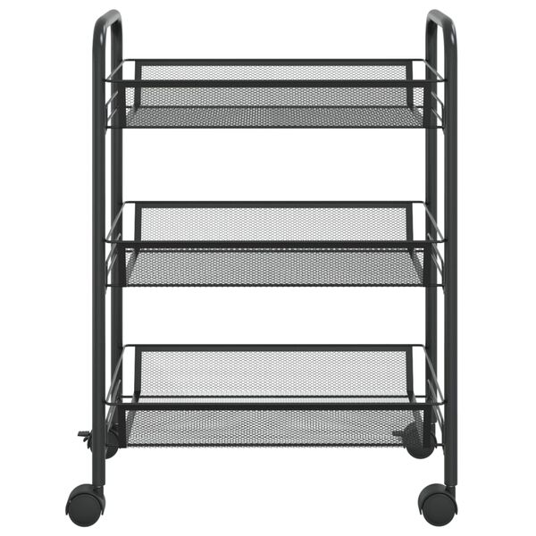 vidaXL 3-Tier Kitchen Trolley Black 46x26x64 cm Iron