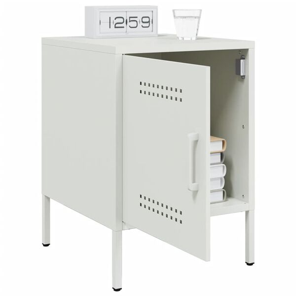 vidaXL Bedside Cabinets 2 pcs White 36x39x50.5 cm Steel