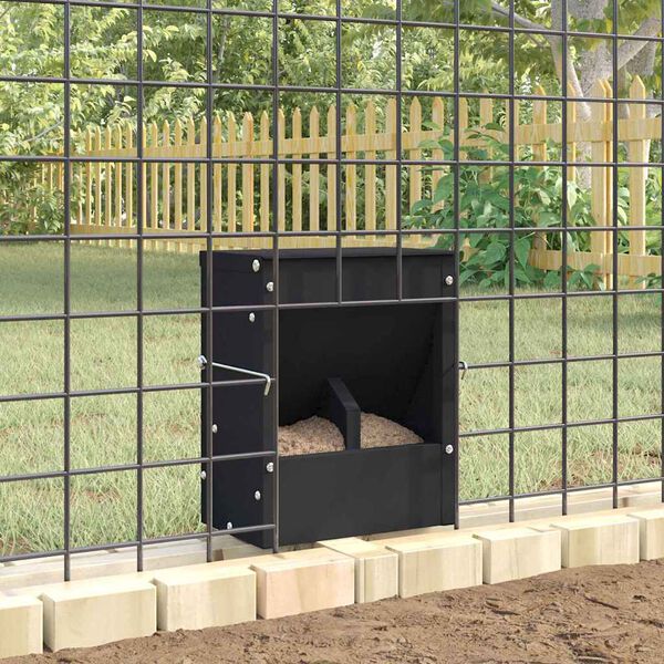 vidaXL Rabbit Feeder Black 20 x 12.5 x 25 cm Cold-Rolled Steel