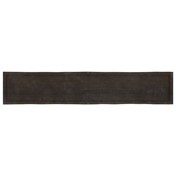 vidaXL Table Top Dark Brown 220x40x(2-4) cm Treated Solid Wood Live Edge
