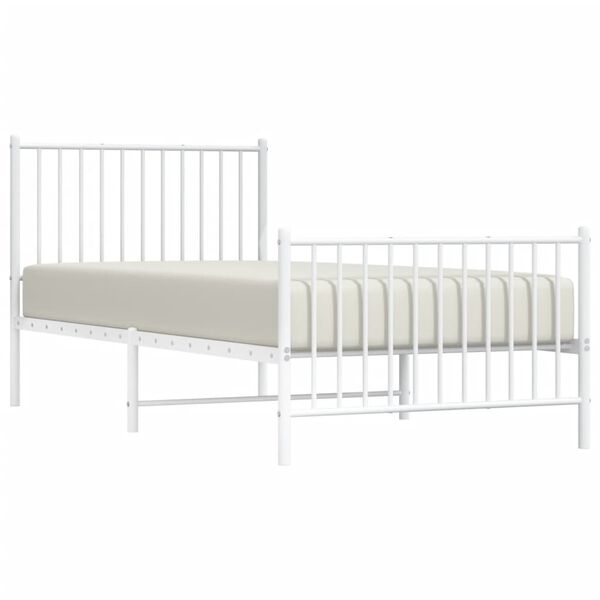 vidaXL Metal Bed Frame without Mattress with Footboard White 90x200cm