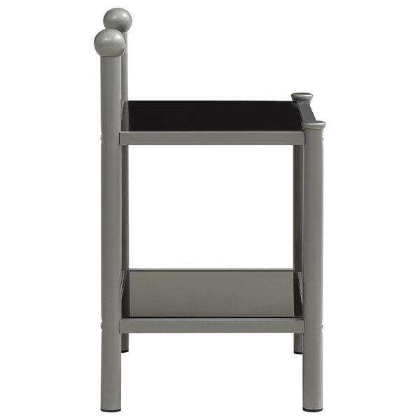 vidaXL Bedside Cabinets 2 pcs Grey and Black Metal and Glass