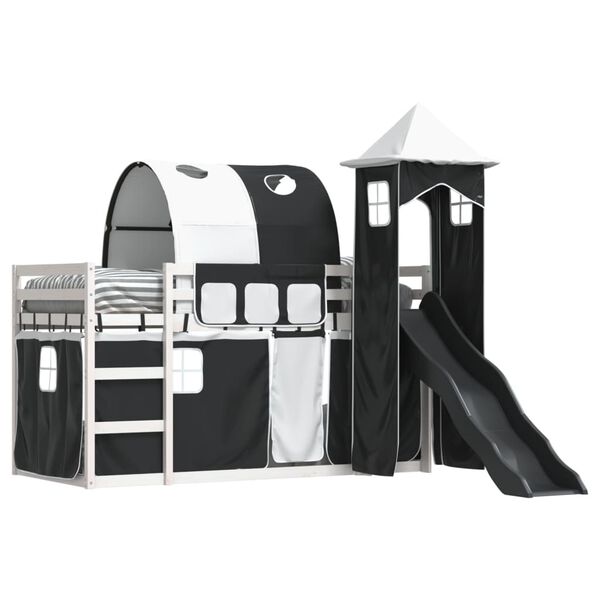 vidaXL Bunk Bed without Mattress with Slide White and Black 90x200 cm
