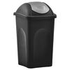 vidaXL Trash Bin with Swing Lid 60L Black and Silver