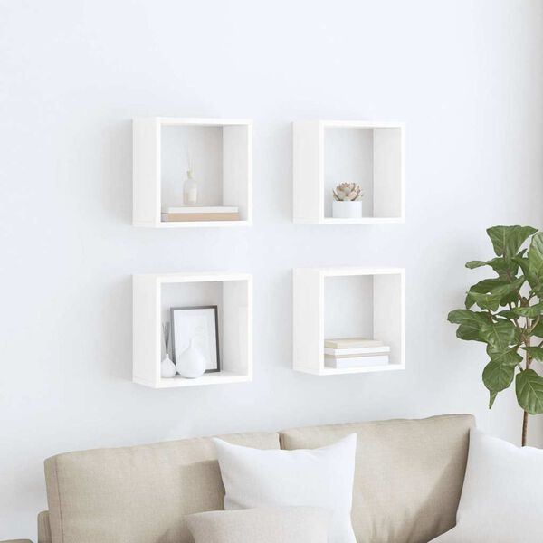 vidaXL Wall Cube Shelves 4 pcs High Gloss White 30x15x30 cm