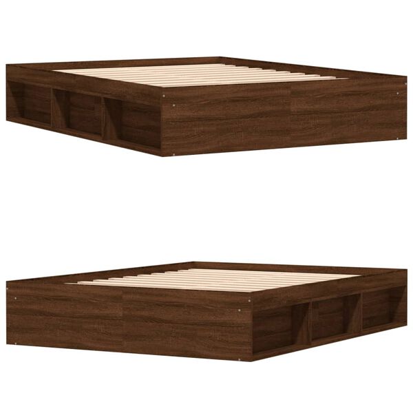 vidaXL Bed Frame without Mattress Brown Oak 140x190 cm