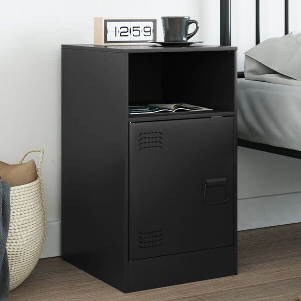 vidaXL Bedside Cabinet Black 34.5x39x62 cm Steel