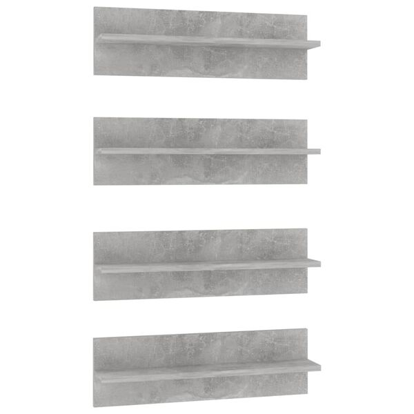 vidaXL Wall Shelf 4 pcs Concrete Grey 60x11.5x18 cm Engineered Wood