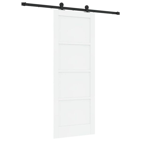 vidaXL Sliding Door White and Black 78 x 202 cm Solid Pine Wood