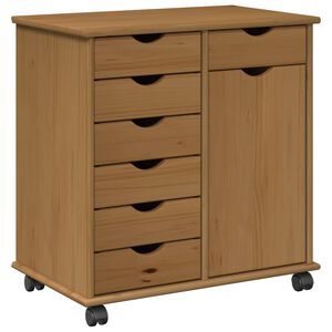 vidaXL Rolling Cabinet Honey Brown 63.5 x 39 x 65.5 cm Solid Pine Wood