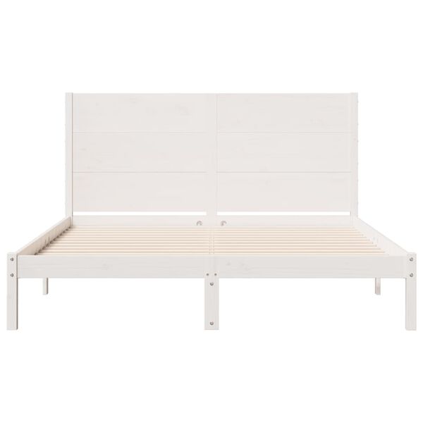 vidaXL Extra Long Bed Frame without Mattress White 140x210 cm Solid Wood