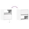 vidaXL Wall-mounted Bedside Cabinet with LED Lights White