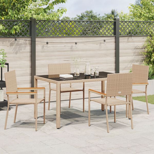 vidaXL Garden Dining Set 5 pcs Beige Poly Rattan