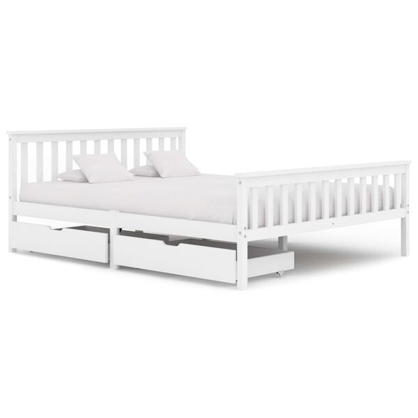 vidaXL Bed Frame without Mattress White Solid Pine Wood 160x200 cm