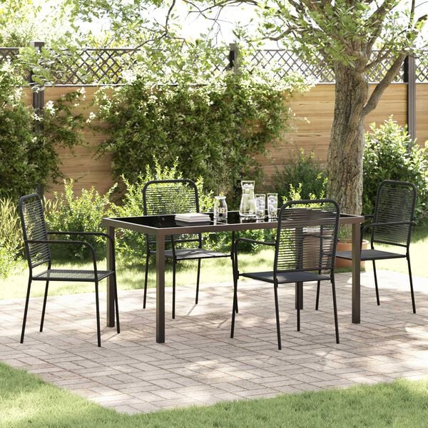 vidaXL Garden Dining Set 5 pcs Black Powder-Coated Steel