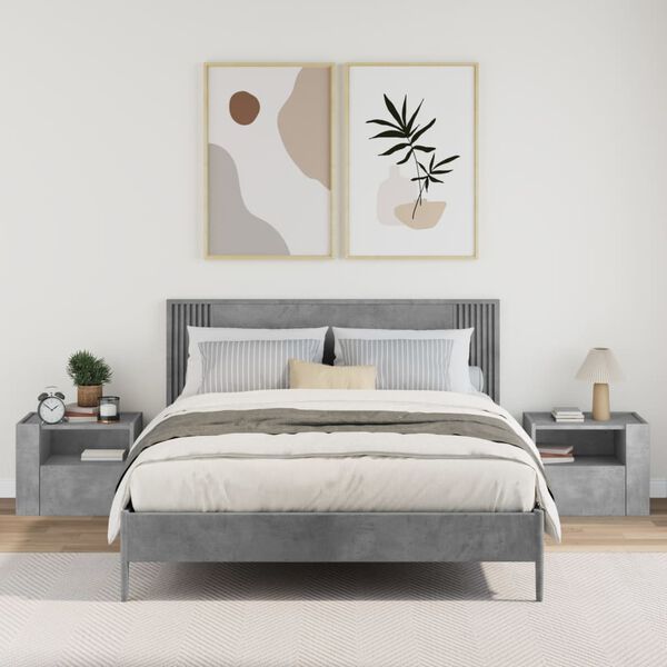 vidaXL Wall-mounted Bedside Cabinets 2 pcs Concrete Grey 45x30x35 cm