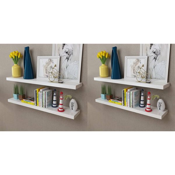 vidaXL Wall Shelves 4 pcs White 100 cm