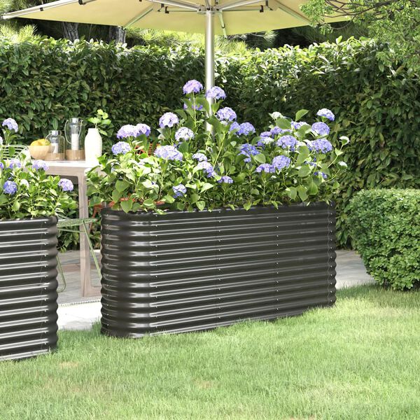 vidaXL Garden Raised Bed Galvanised Steel 152x40x68 cm Anthracite