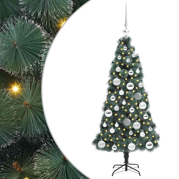 vidaXL Artificial Pre-lit Christmas Tree with Ball Set Green 120 cm