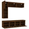 vidaXL 7 Piece TV Wall Cabinet Set with LED Lights Brown Oak