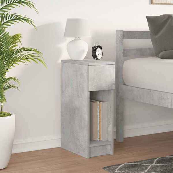 vidaXL Bedside Cabinet with Drawer Concrete Grey 20x36x60 cm