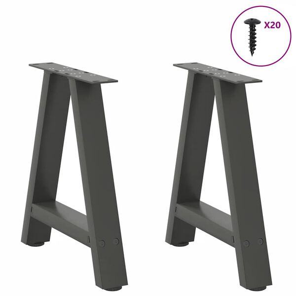 vidaXL Coffee Table Legs A-Shaped 2 pcs Anthracite 50x(42-43) cm Steel