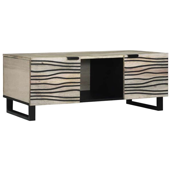 vidaXL Coffee Table Beige and Black 100 x 54 x 40 cm Solid Acacia wood