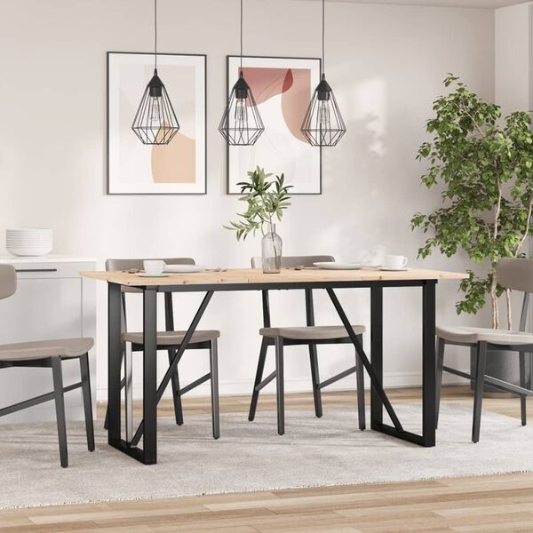 vidaXL Dining Table O-Frame 140x80x75 cm Solid Wood Pine and Steel