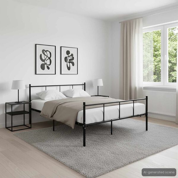 vidaXL Bed Frame without Mattress Black Metal 160x200 cm