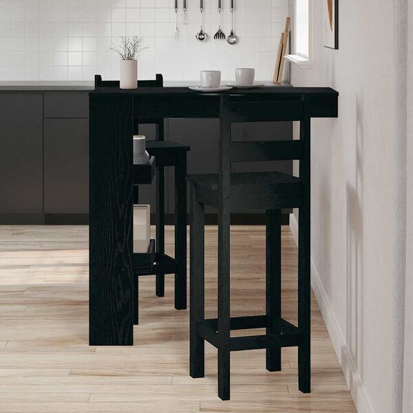 vidaXL Wall Bar Table Black Oak 102 x 45 x 103.5 cm Engineered Wood