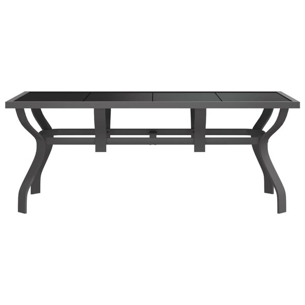 vidaXL Garden Table Grey and Black 180x80x70 cm Steel and Glass