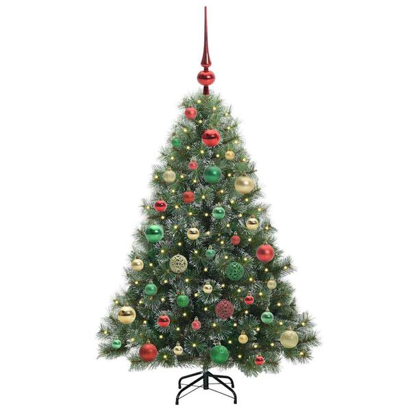 vidaXL Artificial Christmas Tree with 150 LEDs Green 120 cm PE and PVC