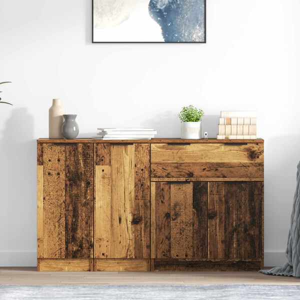 vidaXL Sideboard with Drawer 3 pcs Old Wood Engineered Wood