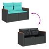 vidaXL 7 Piece Garden Sofa Set with Cushions Black Poly Rattan Acacia