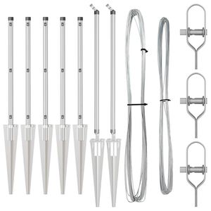 vidaXL Ground Spike Fence Post 7 pcs Silver Powder-Coated Steel