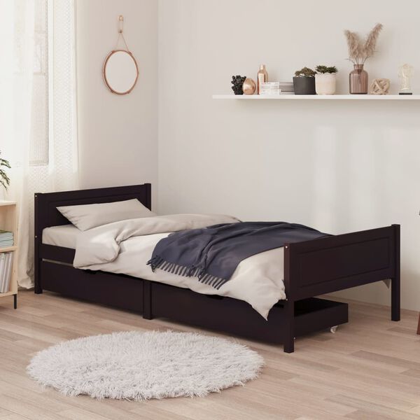 vidaXL Bed Frame without Mattress Dark Brown 100x200 cm Solid Wood