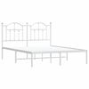 vidaXL Metal Bed Frame without Mattress with Headboard White 135x190cm