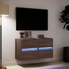vidaXL TV Wall Cabinets with LED Lights 2 pcs Brown Oak 41x31x45 cm