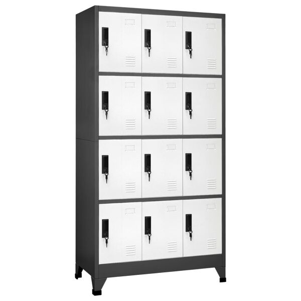 vidaXL Locker Cabinet Anthracite and White 90x45x180 cm Steel