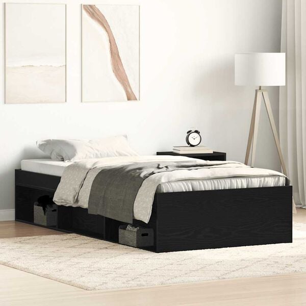 vidaXL Bed Frame without Mattress Black Oak 90x190 cm Engineered Wood