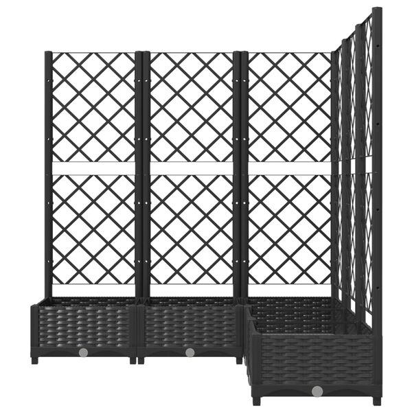 vidaXL Garden Planter with Trellis Black 120x120x121.5 cm PP
