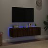 vidaXL TV Wall Cabinets with LED Lights 2 pcs Brown Oak 60x35x31 cm