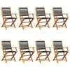 vidaXL Folding Garden Chairs 8 pcs Black Solid Wood Acacia