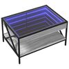 vidaXL Coffee Table with Infinity LED Grey Sonoma 70x50x38 cm