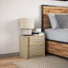 vidaXL Bedside Cabinet with LED Lights Sonoma Oak Engineered Wood