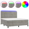 vidaXL Box Spring Bed with Mattress&LED Light Grey 160x200 cm Velvet