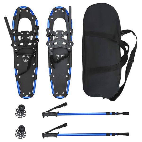 vidaXL 3 in 1 Snowshoes Blue and Black 30 inches Aluminum and HDPE