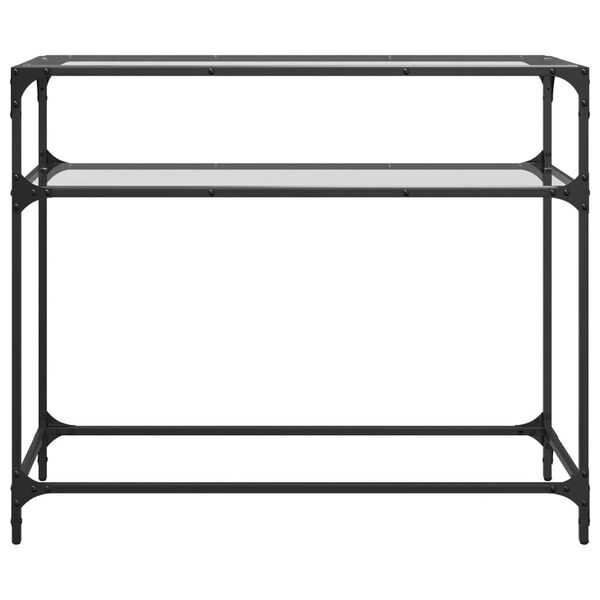 vidaXL Console Table with Transparent Glass Top 98x35x81 cm Steel