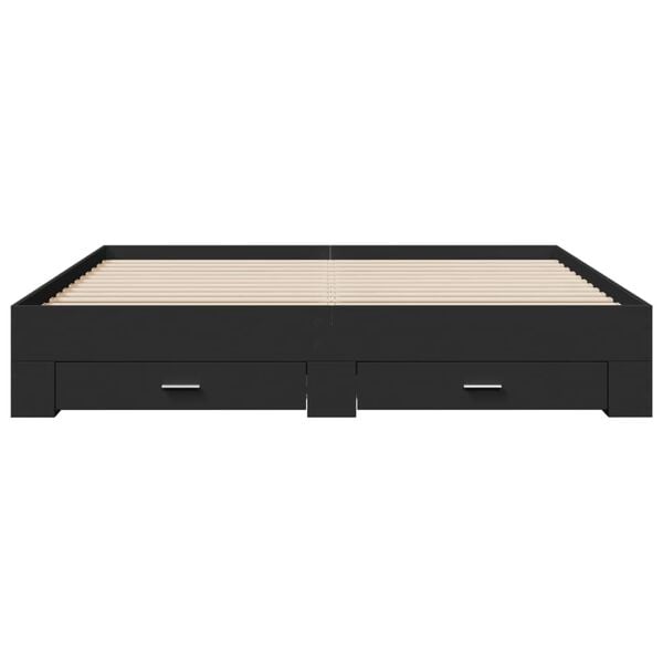 vidaXL Bed Frame with Drawers without Mattress Black 180x200 cm Super King