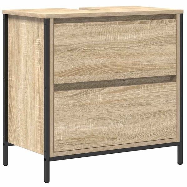 vidaXL Bathroom Basin Cabinet with Drawers Sonoma Oak 60x34.5x60 cm